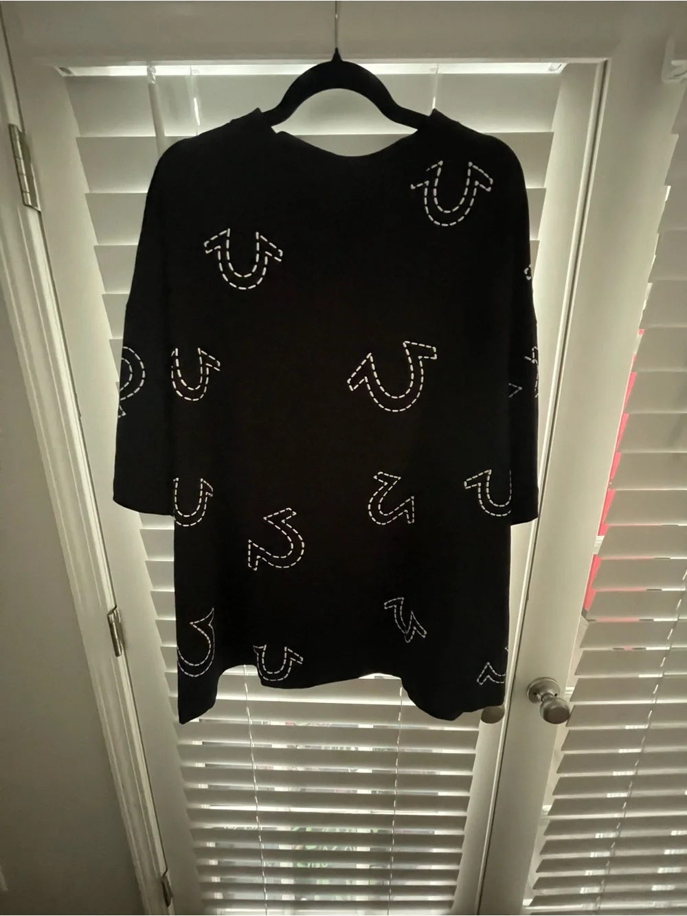 True Religion Black Short Sleeve with White Logo Accents